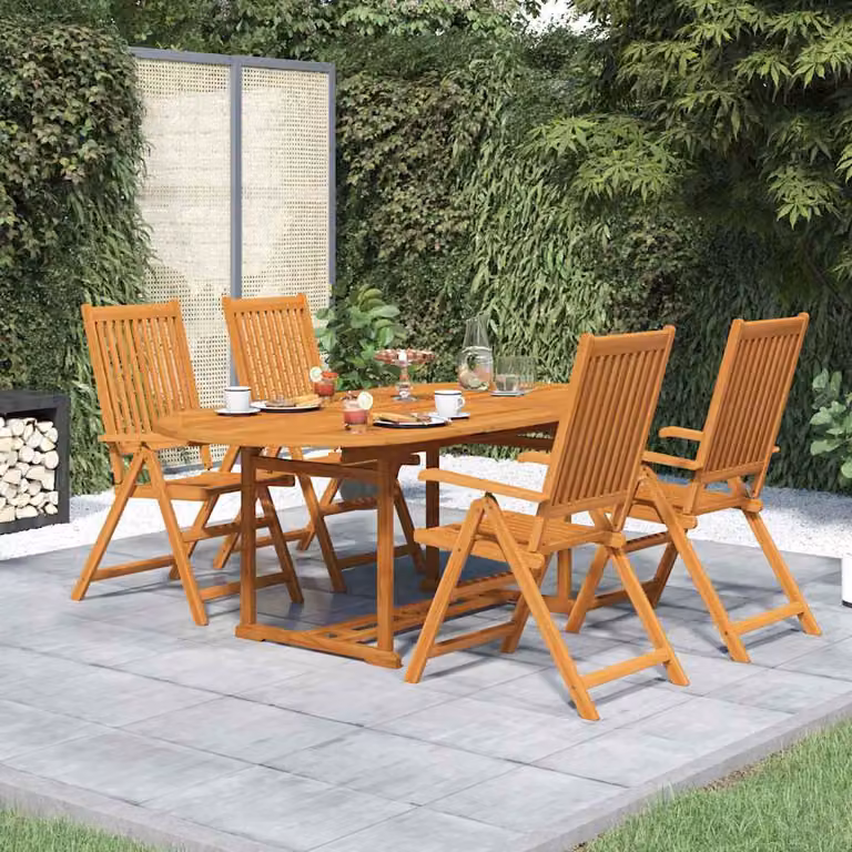 Set da pranzo da giardino vidaXL in legno di acacia marrone, composto da 5 pezzi con tavolo estensibile da 150-200 cm