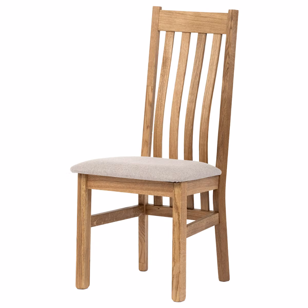 Sedia da pranzo Autronic in legno, rivestimento in tessuto beige crema, rovere massello, tonalità naturale (C-2100 CRM2)