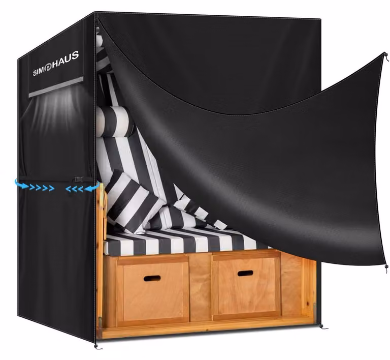 Copertura protettiva per sdraio da spiaggia XXL, impermeabile, resistente al gelo, con protezione UV, dimensioni 155x95x165/140 cm, tessuto Oxford 420D, colore grigio
