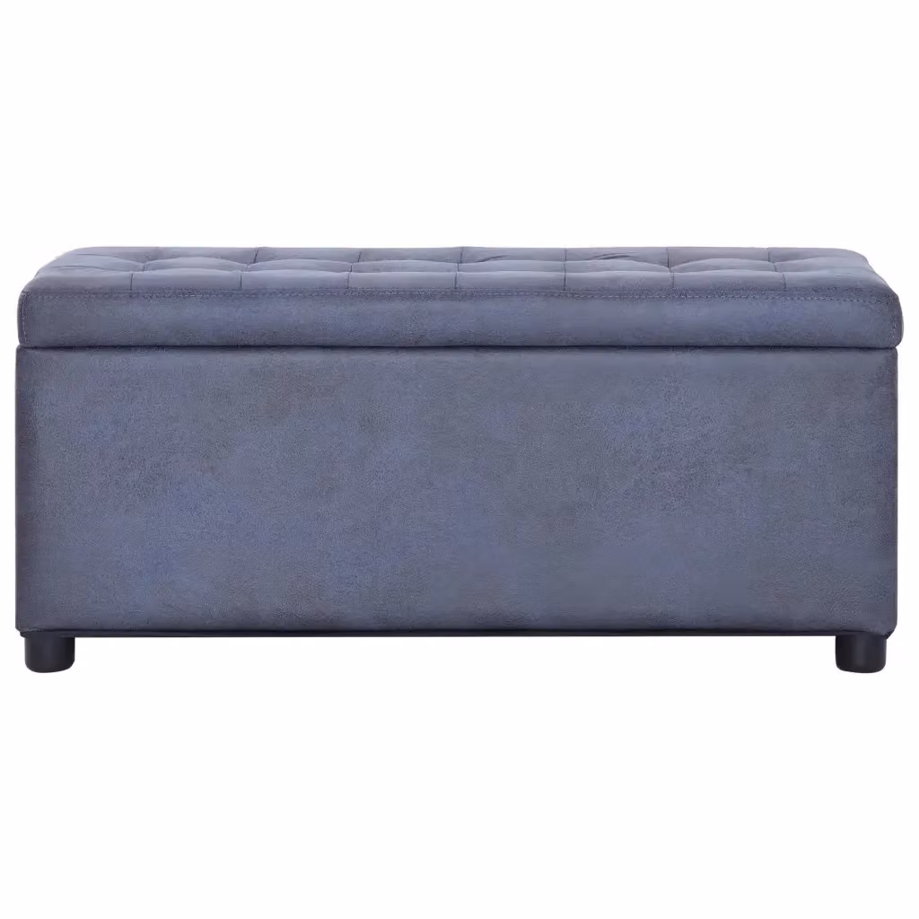 Cassapanca moderna in similpelle scamosciata grigia con struttura in legno di pino L: 87,5 cm, P: 40 cm, H: 40 cm – 2