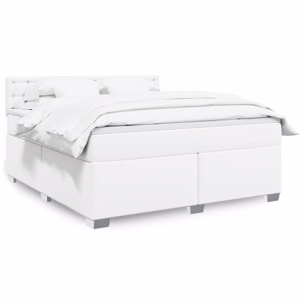 vidaXL Giroletto a Molle con Materasso Ibrido Bianco in Similpelle e Tessuto L: 180 cm, P: 200 cm
