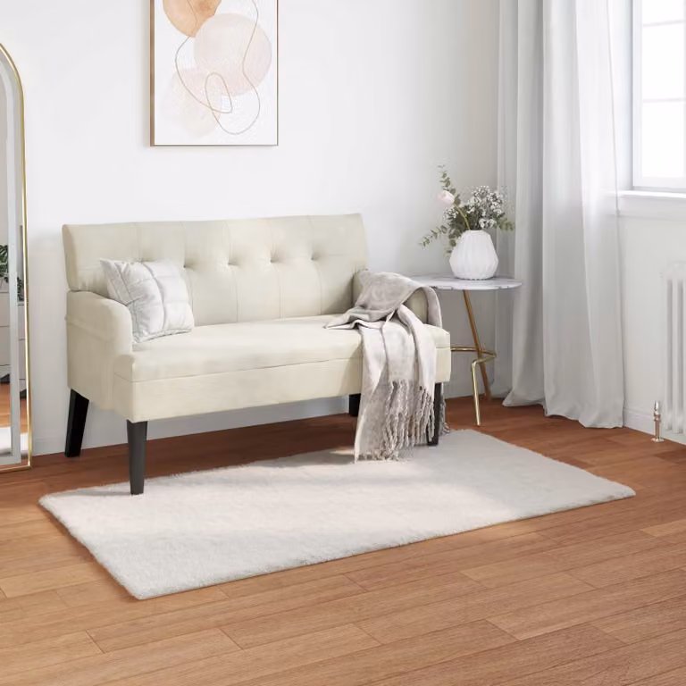 Tappeto antiscivolo vidaXL in ecopelliccia sintetica OLITE, colore beige/bianco, rettangolare