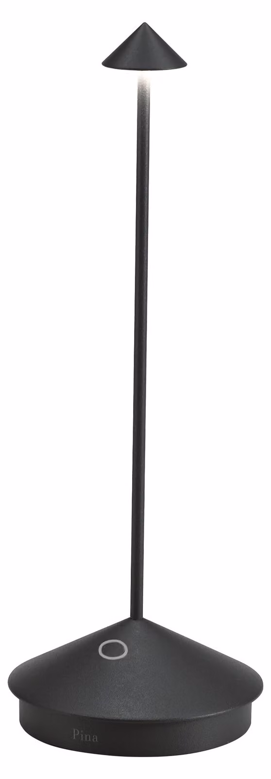 Lampada a led da tavolo Pina Pro Nero Opaco ricaricabile e dimmerabile senza fili Zafferano 2200-2700-3000K IP54 Batteria da 12h