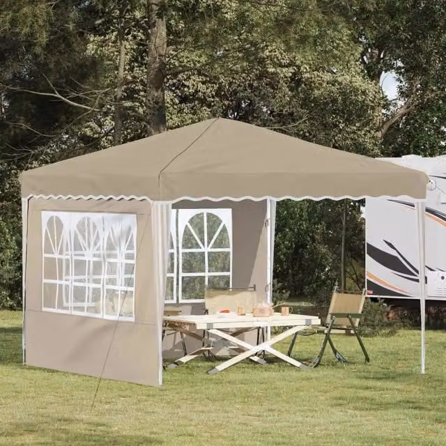 Gazebo pop-up per feste color beige L/P/H: 288 x 288 x 245 cm