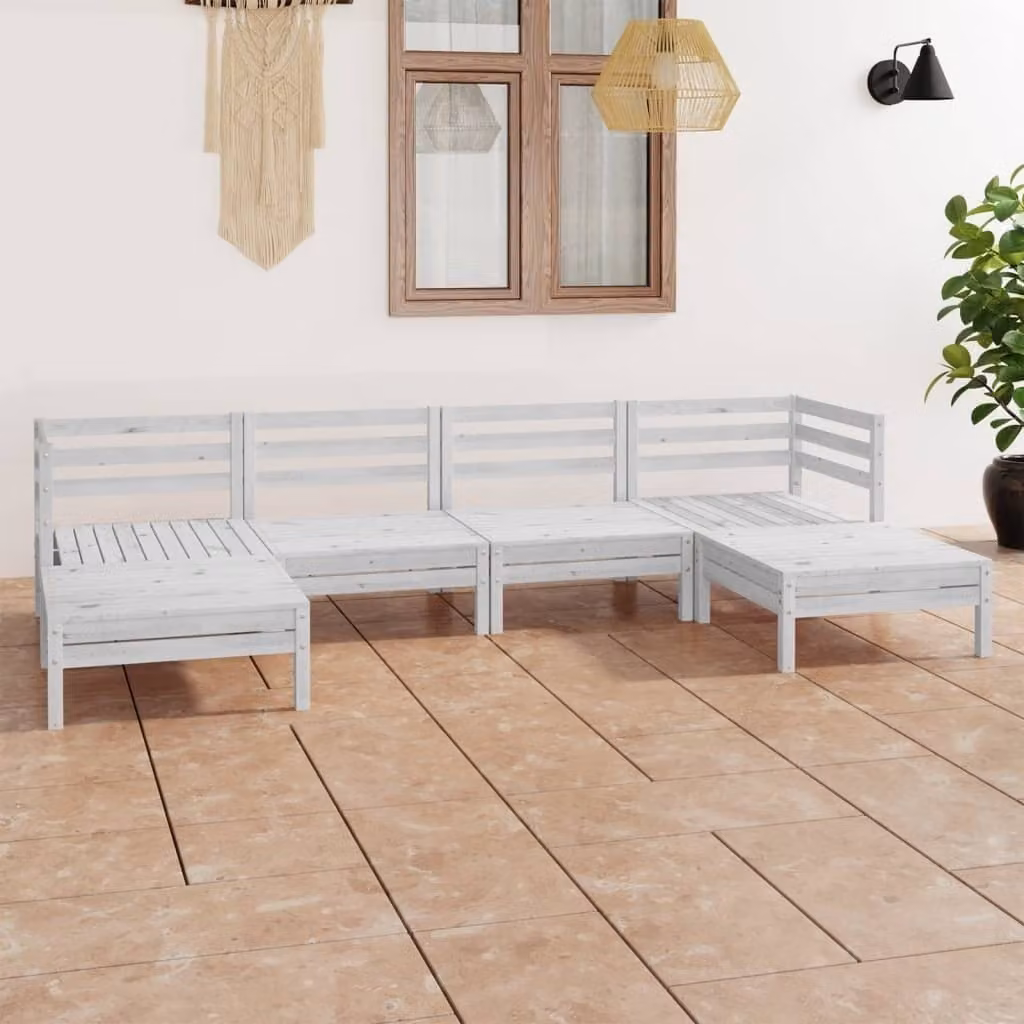 Maison Exclusive - Set Salotto da Giardino 6 pz in Legno Massello di Pino Bianco