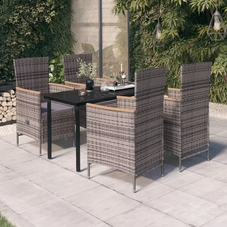 Maison Exclusive - Set da pranzo da giardino a 5 pezzi con cuscini grigi