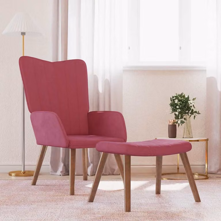 Maison Exclusive - Poltrona relax con poggiapiedi in velluto bordeaux