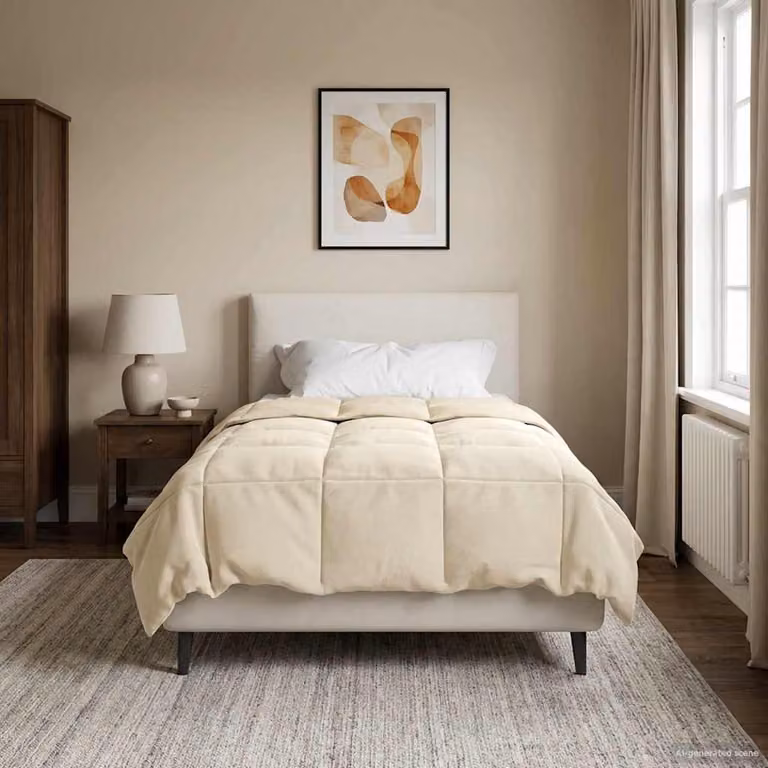 Piumone Completo Annuale 4 Stagioni vidaXL in Microfibra Reversibile e Traspirante, Beige, L 155 x P 200 cm