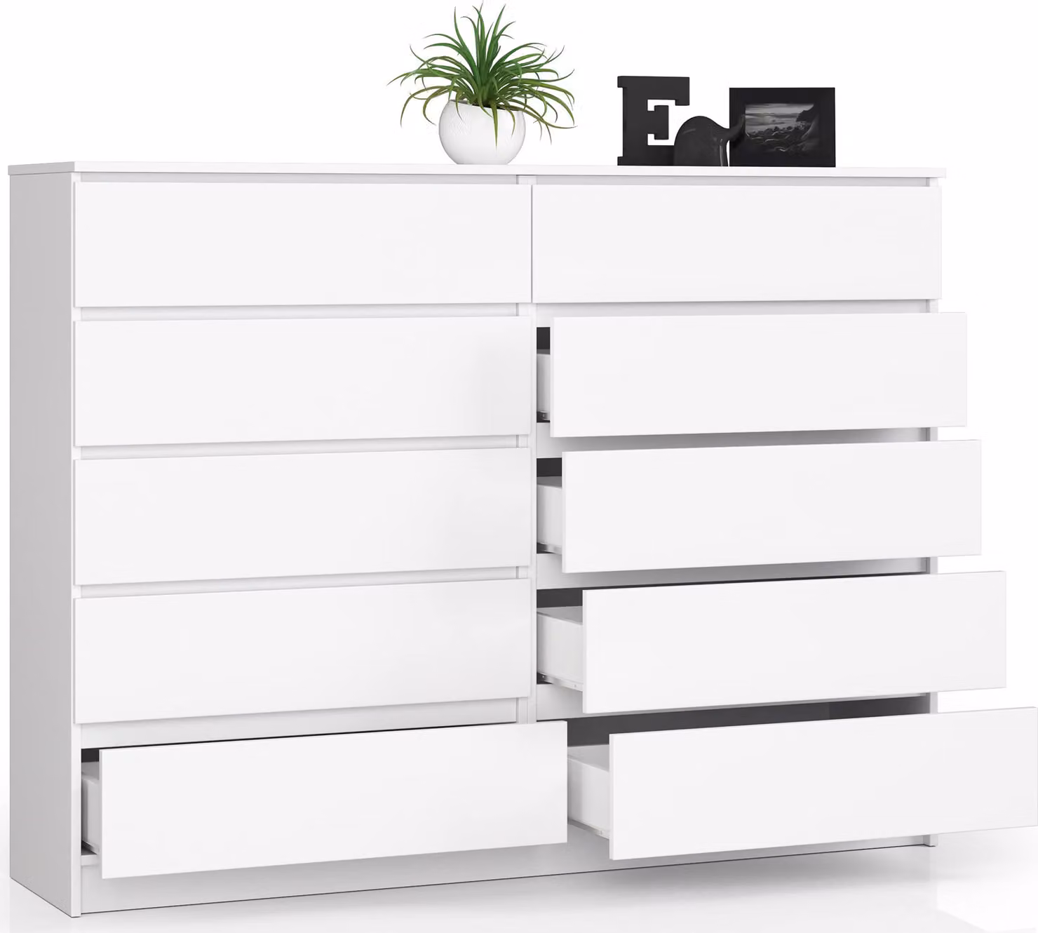 Cassettiera BDW, 10 cassetti, molto spazio, soggiorno, bianco