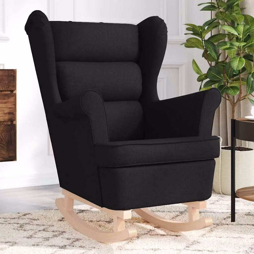 Maison Exclusive - Poltrona a dondolo, colore nero, dimensioni 74x90x102 cm, rivestimento in tessuto