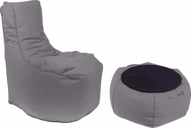 Poltrona Pouf e Tavolino in Acrilico Pomodone Grigio Chiaro