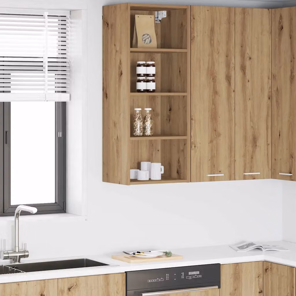 Armadio pensile da cucina moderno vidaXL in legno color rovere marrone con ante a battente, L: 40 cm, P: 29,5 cm, H: 100 cm