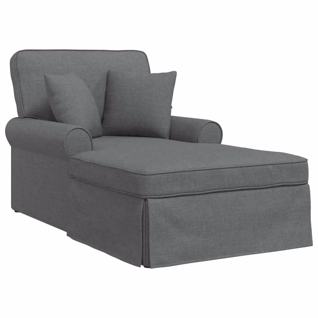 vidaXL Chaise Longe Moderna in Tessuto Grigio con Gonna e Cuscini, Set da 3 Pezzi – 2