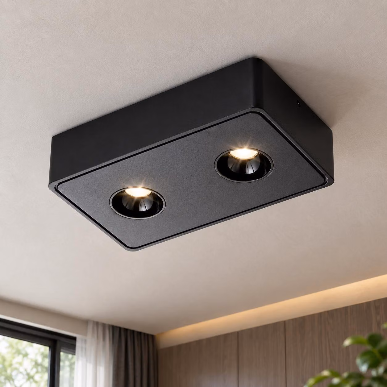 ZMH LED plafoniera nero faretto da soffitto con 2 fiamme faretto da soffitto bianco caldo faretto angolare 11W per cucina soggiorno sala da pranzo corridoio corridoio