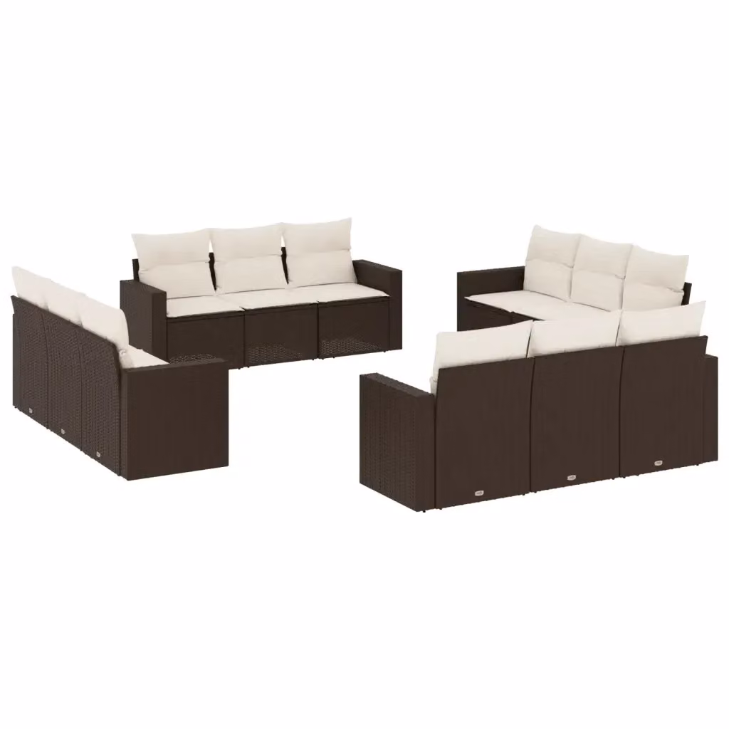 Set di divani da giardino VIDAXL in polyrattan marrone con cuscini, composizione a L per 12 persone – 2