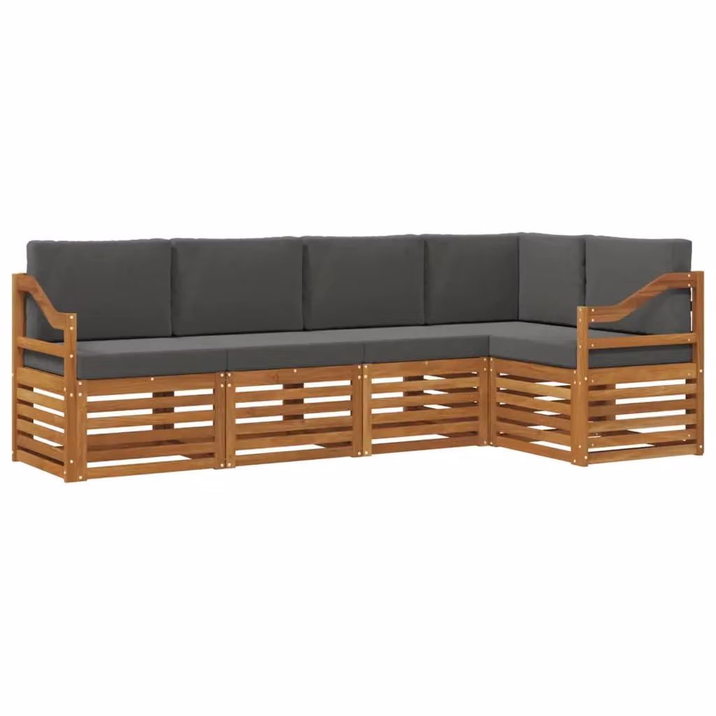 Set di divani da esterno a L vidaXL in legno di acacia con cuscini beige e antracite – 2