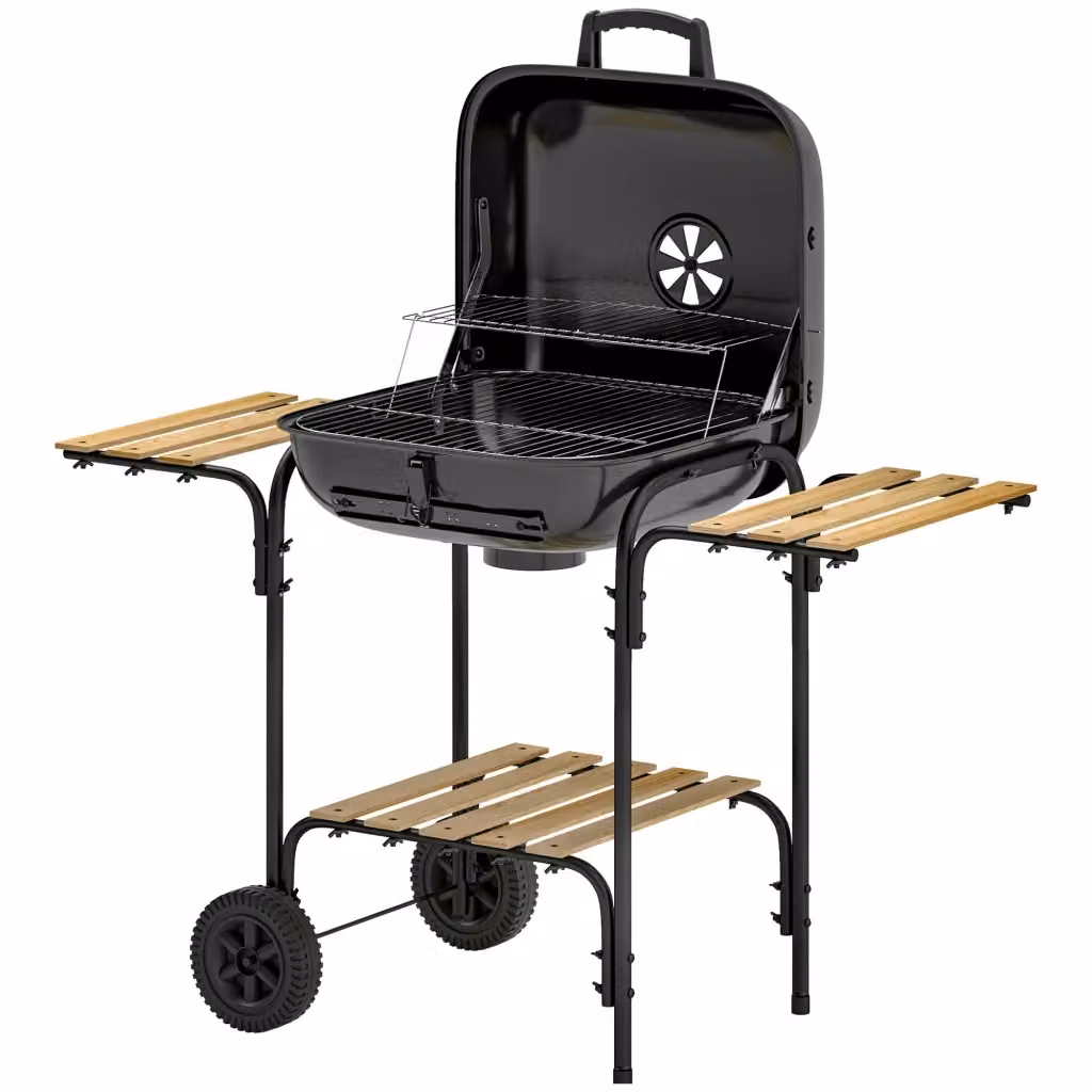Barbecue a carbone con coperchio e ruote Xylo in acciaio nero L: 98 cm, P: 54 cm, H: 91 cm – 2