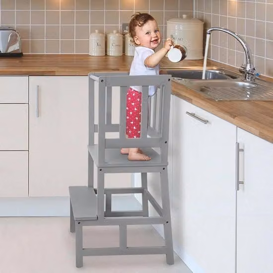 Torre di apprendimento per bambini - Certificato FSC, Protezione di sicurezza, Adatto per cucina, tavolo e bagno