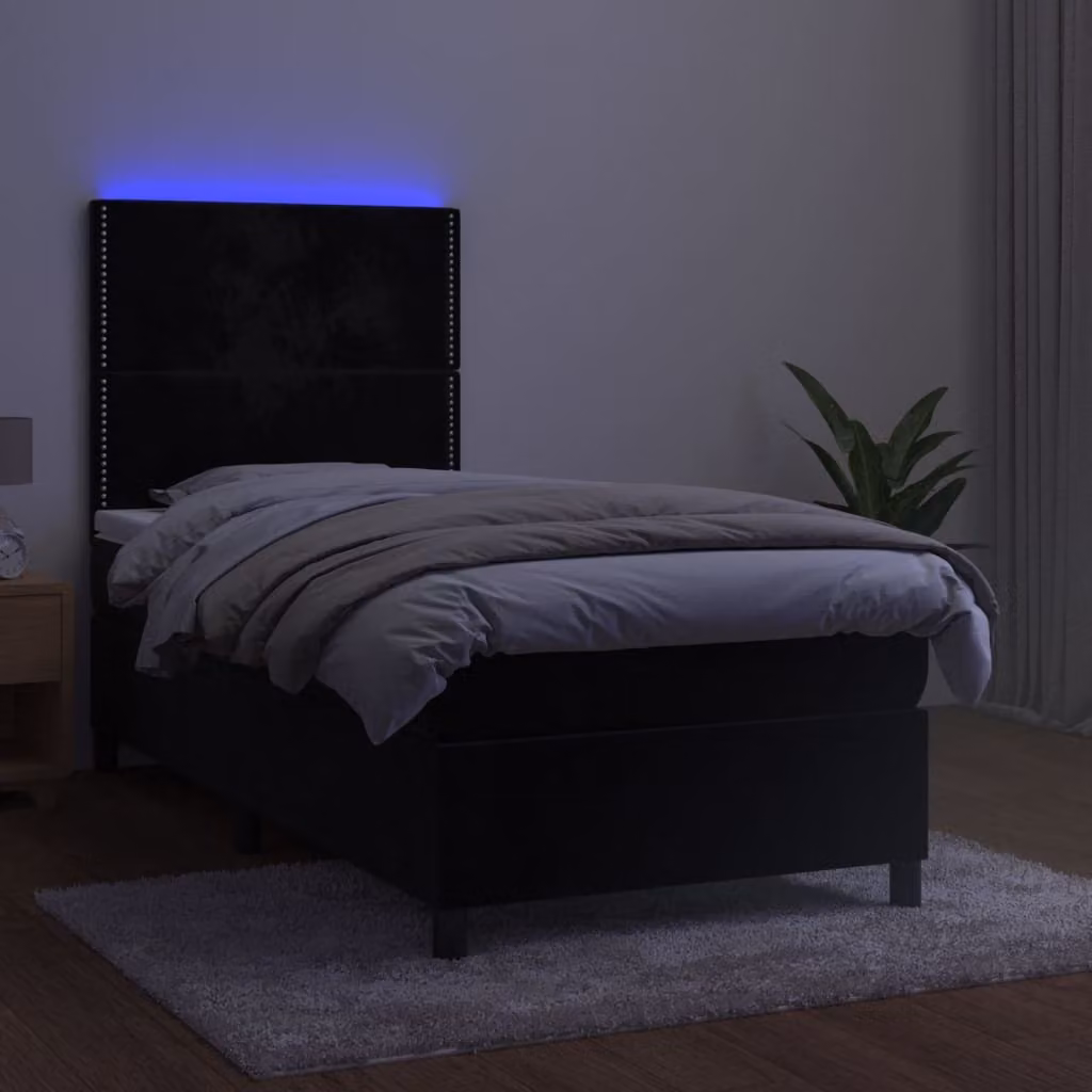 Maison Exclusive - Letto a Molle con Materasso e LED Nero 90x190 cm in Velluto