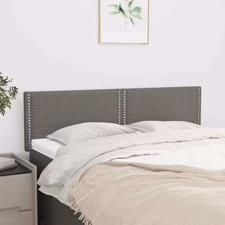 Testiera per letto imbottita vidaXL in tessuto grigio scuro L: 144 cm, P: 5 cm, H: 78-88 cm