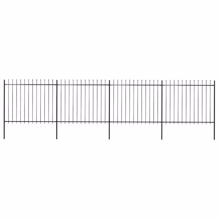 Recinzione da giardino vidaXL in acciaio con punta a lancia nera L: 671 cm, H: 150 cm