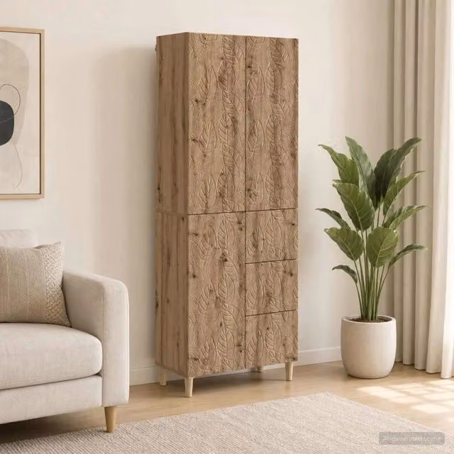 Set di 2 mobili in legno di rovere color marrone con ante a battente e cassetti per soggiorno, ufficio o giardino vidaXL