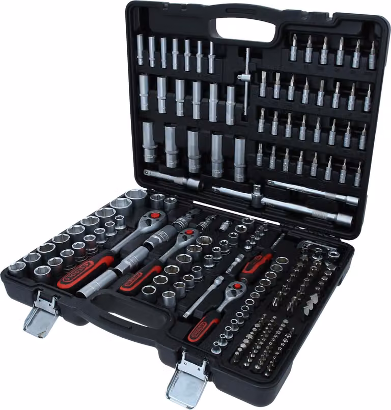Set di chiavi a bussola 1/4", 3/8" e 1/2" - 195 pezzi - Acciaio cromo-vanadio