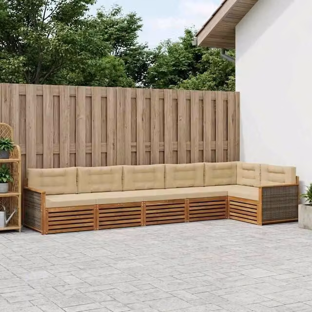 Set di divani da esterno 6 pz Naturale e Beige 3383411