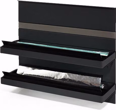 Porta rotoli Linero MosaiQ 350 x 110 x 300 mm nero opaco / distributore di fogli / sistema di ringhiere / Kesseböhmer