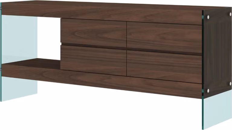 Credenza FURNLUX Soho Noce e Trasparente 184cm / Colore principale: Marrone / Dimensioni: 184 x 80 x 45 cm
