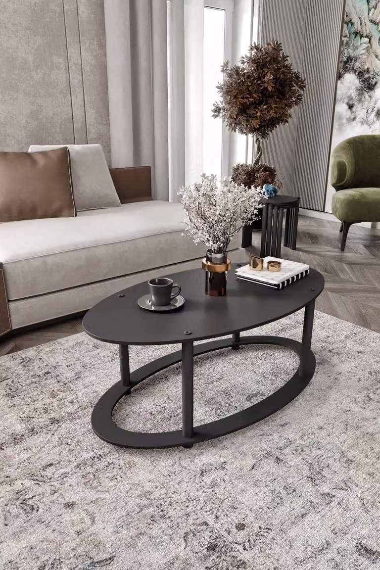 Skye Decor, tavolino di alta qualità, nero, 60 x 40 x 38 cm | 100% MDF, gambe in cartone pressato | Stile moderno ed elegante per la tua casa o il tuo ufficio, funzionale e di classe.