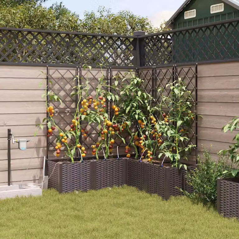Set di 5 vasi da giardino vidaXL in plastica marrone L/P/H: 120 x 120 x 142 cm