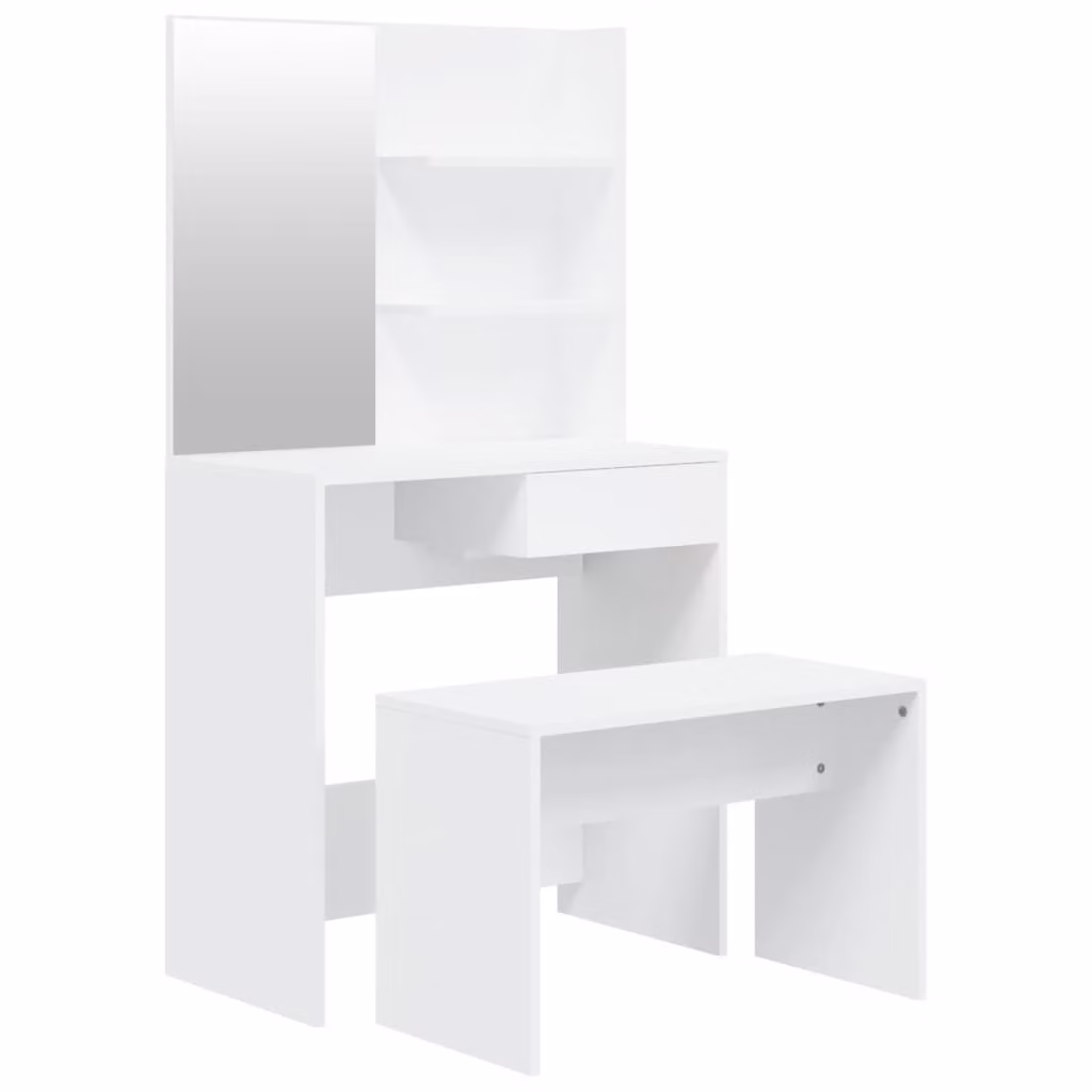 Set Tavolo da Toeletta Bianco 74,5x40x141 cm