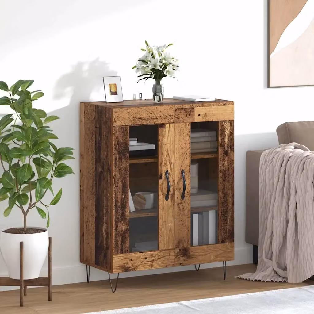 Credenza Buffet in Legno Vecchio Marrone con Finitura Opaca L: 69,5 cm, P: 34 cm, H: 90 cm – 2
