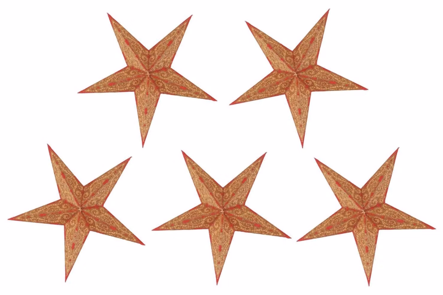 5 stelle di carta per catena luminosa, 20 cm, pieghevoli, rosse