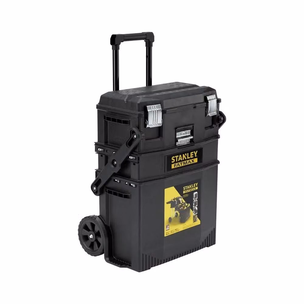 Carrello porta attrezzi Stanley FatMax Mobile Work Station nero con piano di lavoro, ruote e serratura, L/P/H: 54,9 x 41,3 x 73,3 cm – 3