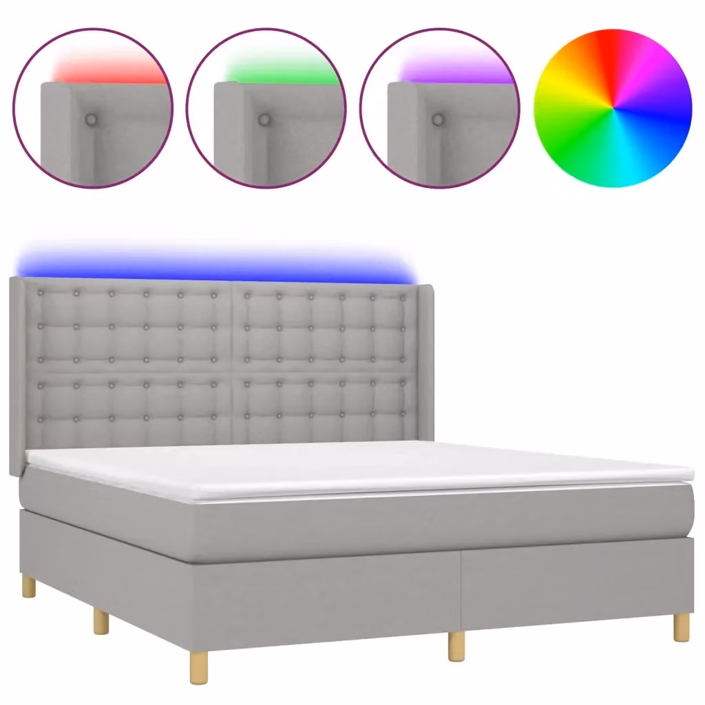 Letto Ibrido con Materasso e Illuminazione LED vidaXL Grigio Chiaro 180x200 cm in Tessuto – 2