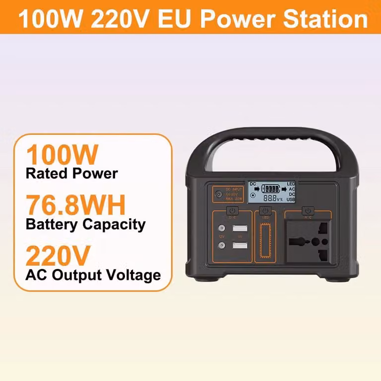 Centralina portatile – Generatore solare – 100 W – 220 V – 460 Wh – Batteria LiFePO4 – Onda sinusoidale pura – Spina europea
