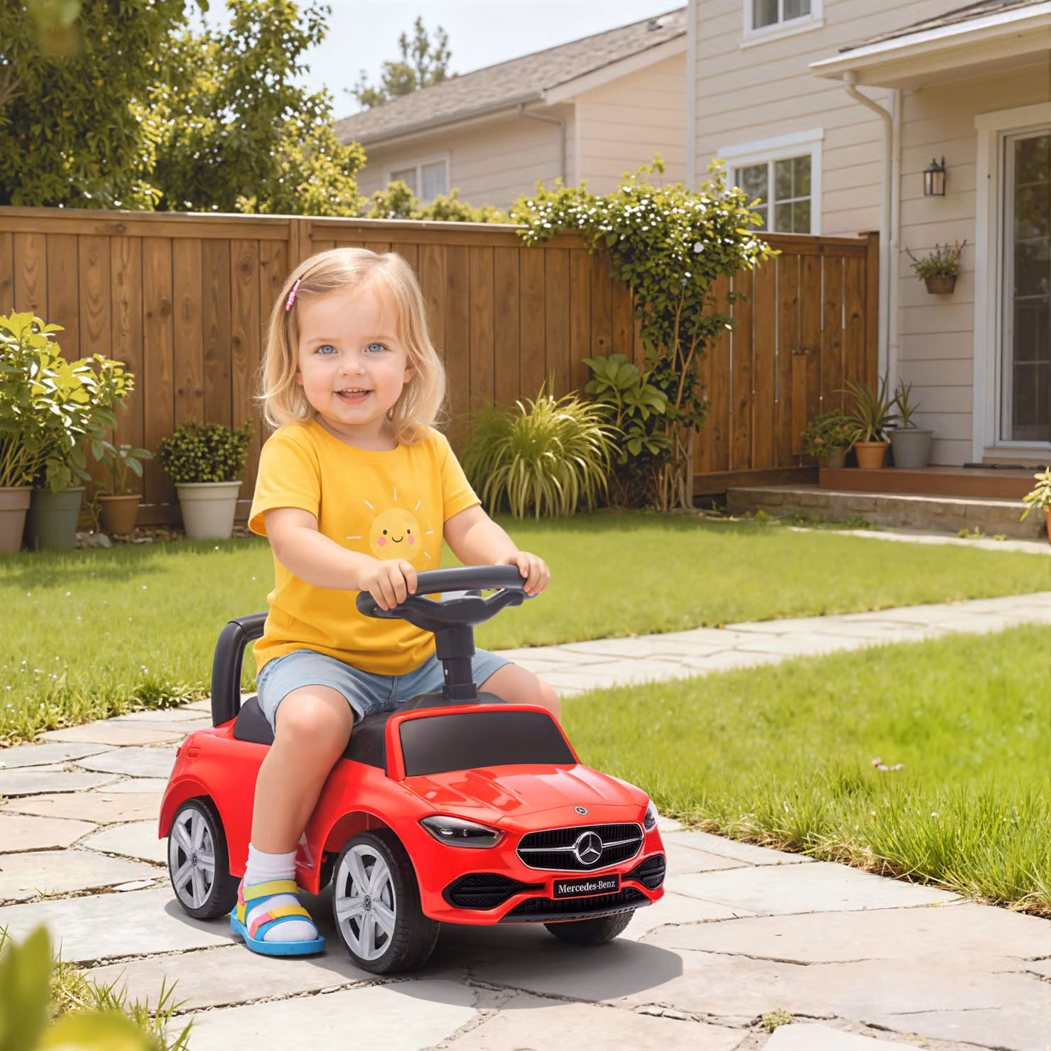 AIYAPLAY Auto Cavalcabile per Bambini 18-36 Mesi con Suoni e Clacson, Rosso, L 65 x P 28 x H 39 cm – 2