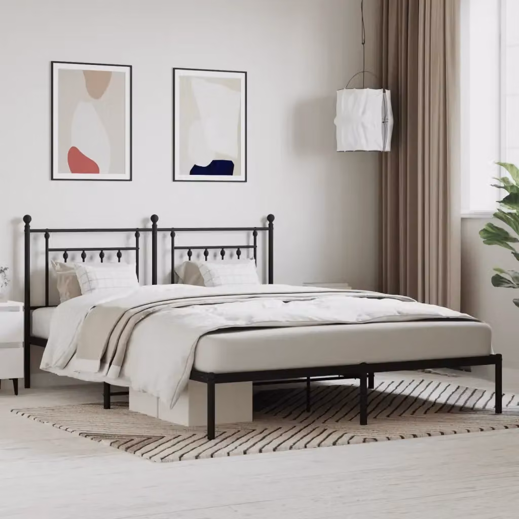 Letto matrimoniale con testiera in metallo nero L/P/H: 160 x 200 x 166 cm – 2