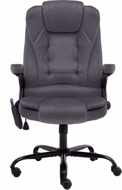 Sedia da Ufficio Ergonomica vidaXL in Velluto Grigio con Braccioli e Ruote – 1