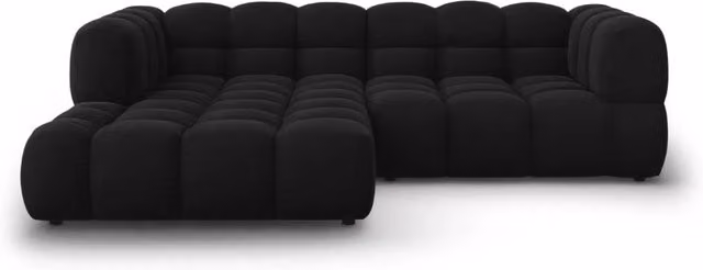 Divano angolare modulare Sky Cosmopolitan Design a 3 posti in velluto nero con orientamento sinistro L/P/H: 244 x 132 x 75 cm