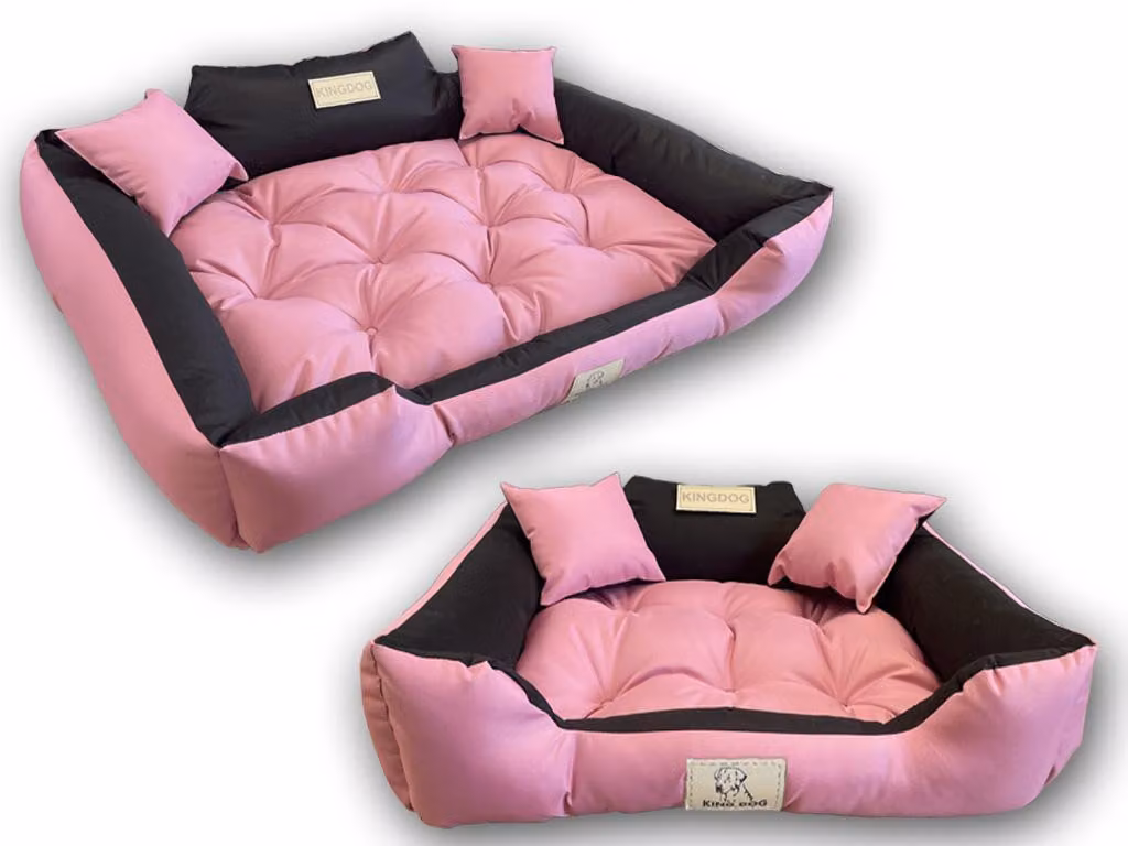 Letto per cani KINGDOG 100x75 cm personalizzato impermeabile rosa