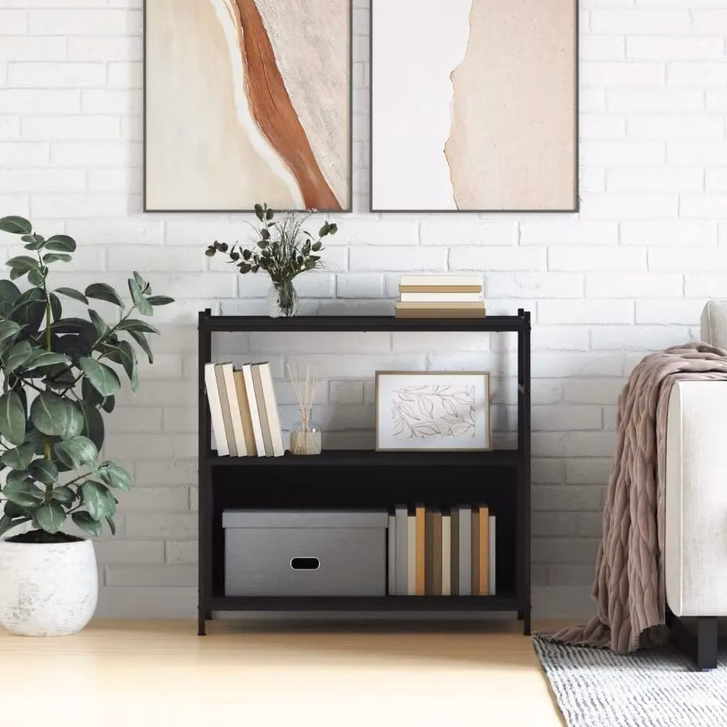 Libreria Industrial vidaXL in Legno e Metallo Nera L: 80 cm, P: 30 cm, H: 78,5 cm