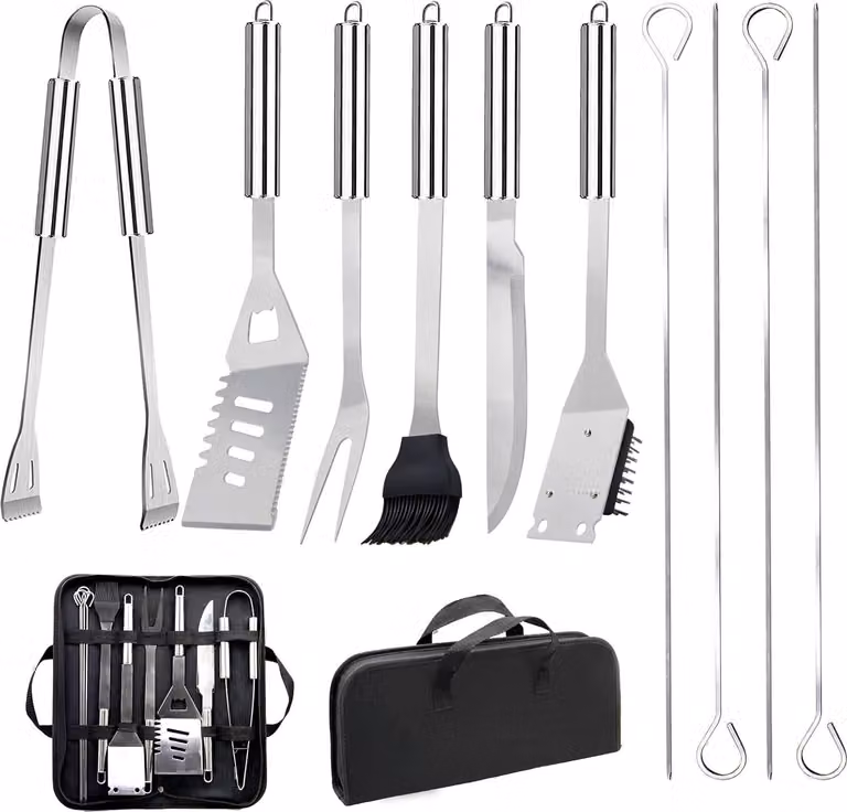 Set di accessori professionali per barbecue - 11 pezzi - Materiale di alta qualità