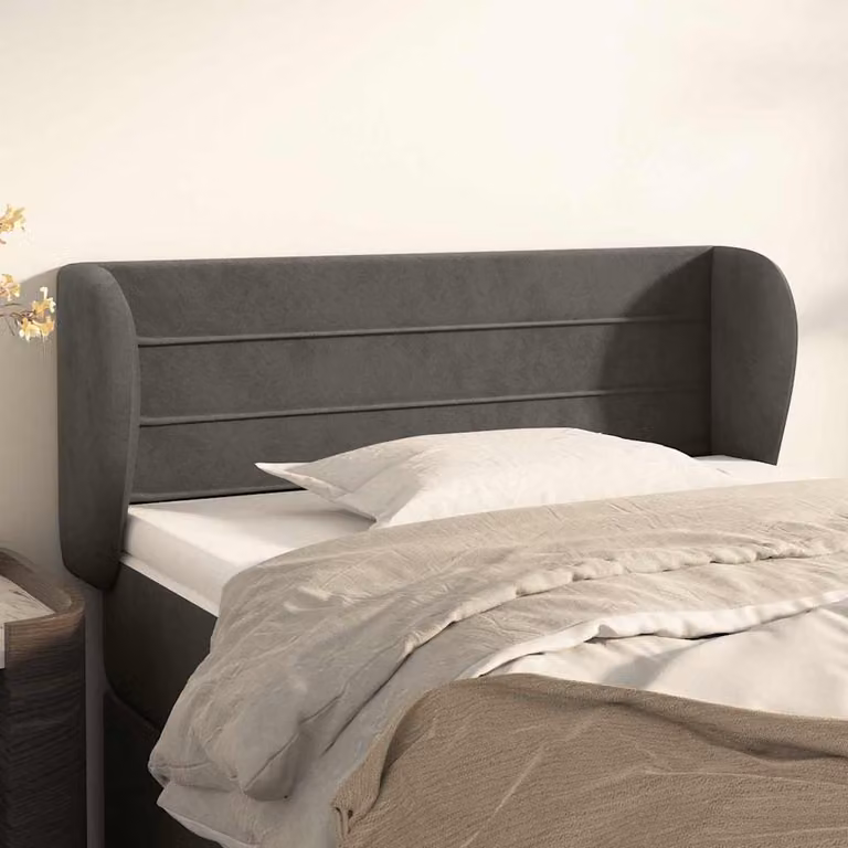 Testiera ad orecchio vidaXL in velluto grigio scuro L: 83 cm, P: 23 cm, H: 78-88 cm