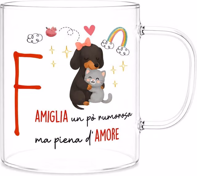 Mug con lettera F in vetro borosilicato trasparente Borostories da 440 ml