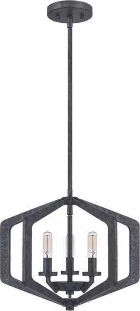 Lampadario Industrial Nordico Vanguard Acciaio Nero Antico 3 Luci E14