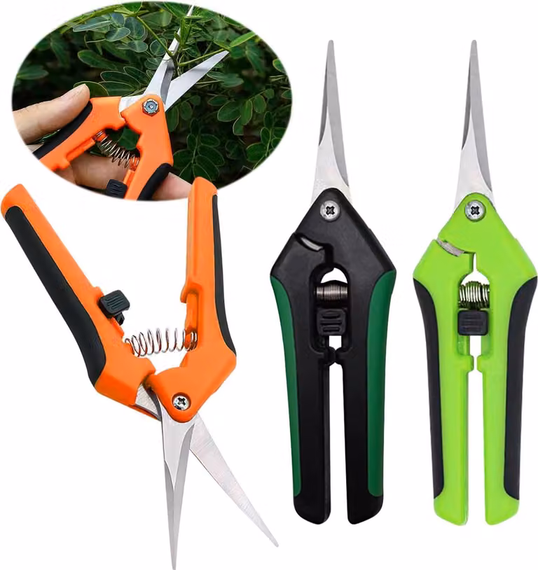 Set di 3 piccole forbici da giardino, 168 mm, con lame in acciaio inossidabile, ideali per la potatura di bonsai e la cura delle piante