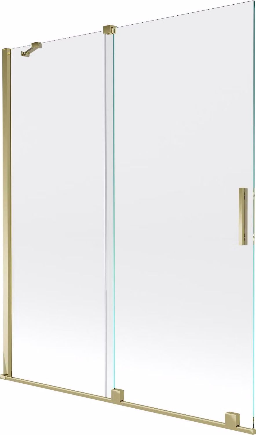 Mexen Velar paratia per vasca da bagno a 2 ante scorrevoli 140 x 150 cm, trasparente, dorato - 896-140-000-01-50